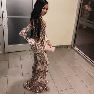 Rose gold prom dress gown